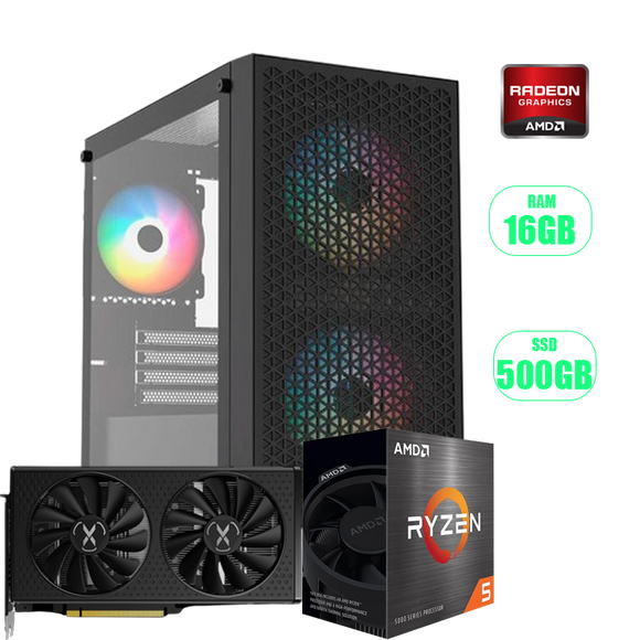 PC RYZEN 5 5500 / RX 6600 8GB / 16GB RAM / 500GB
