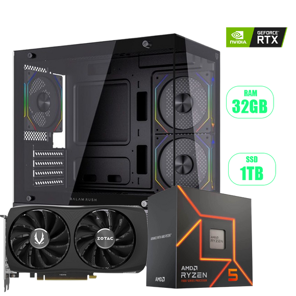 PC RYZEN 5 7600 /RTX 4060 8GB ZOTAC /32GB RAM / 1TB SSD