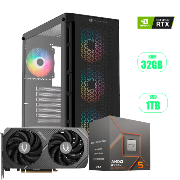 PC RYZEN 5 8400F AM5/ RTX 5060 8GB ZOTAC TWIN/ 32GB RAM / 1TB SSD/ 550W