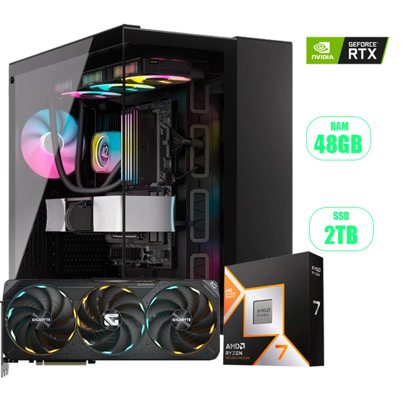 PC RYZEN 7 9800X3D AM5 /RTX 5080 16GB GDDR7 GIGABYTE GAMING OC /48GB RAM / 2TB SSD