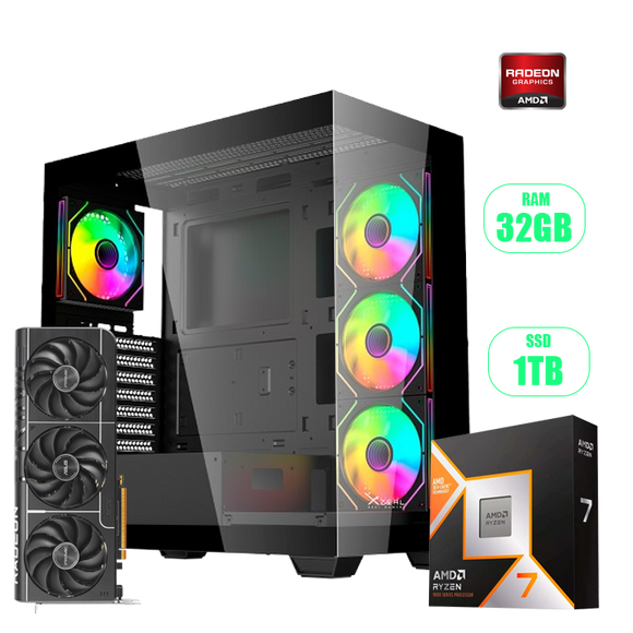 PC RYZEN 7 9800X3D AM5/ RX 9070 XT 16GB ASUS PRIME/ 32GB/ RAM / 1TB
