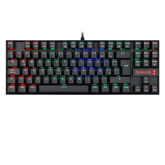 TECLADO MECÁNICO GAMER ALÁMBRICO  REDRAGON KUMARA NEGRO /TKL /SWITCH AZUL /ESPAÑOL /K552RGB-1-SP