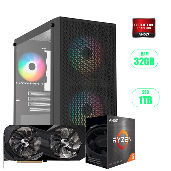 PC RYZEN 5 5500 / RX 6600 8GB / 32GB RAM / 1TB SSD