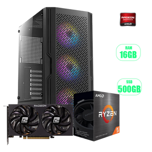 PC RYZEN 5 5500 /RX 7600 8GB POWER COLOR FIGHTER /16GB RAM /500GB SSD
